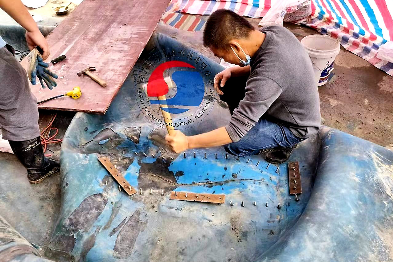 橡胶坝不锈钢夹板修补法